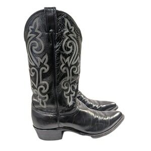 Justin Boots 1409 Black Pull-On Stitched Cowboy Boots Mens 10 B